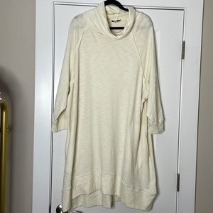 Thick cowl neck cream shift dress